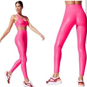 Carbon39 Takara Shine Full Length High Rise Leggings - Flamingo Pink
